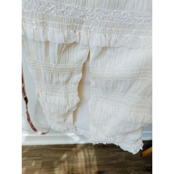 NWT House of CB Solana Ivory Sequin Pleated Tiered Maxi Dress Women’s S - Picture 6 of 15